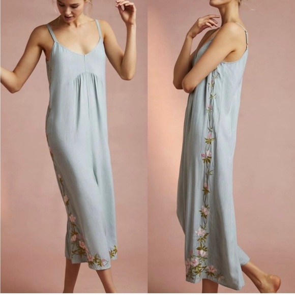 NWT Anthropologie Floreat Lily Floral Embroidered Wide Leg Jumpsuit - Picture 2 of 7